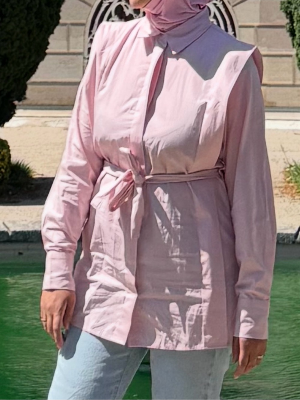 LCW Classic Studio Pink Belted Longline Shirt Tunic Size S
